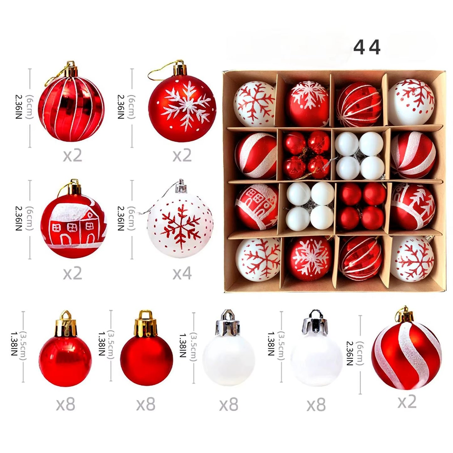 BOX NAVIDEÑO DECORATIVO PREMIUN - 44 PCS